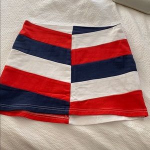 Red white and blue mini skirt